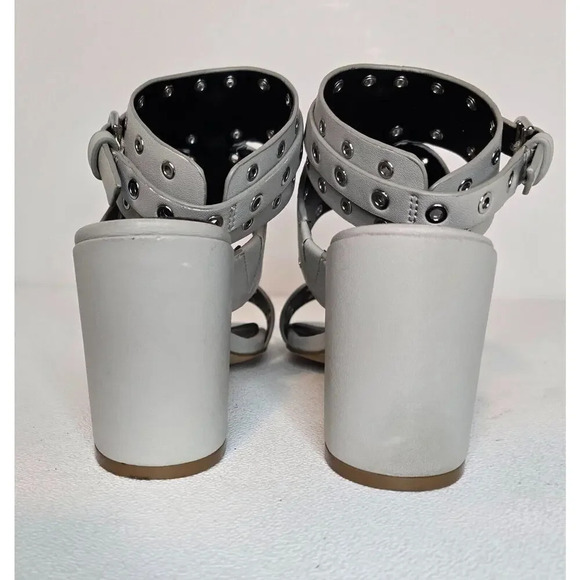 Rebecca Minkoff CARTER Heeled Studded EYELET Sandals Leather Gray Size 6 M - Picture 7 of 10